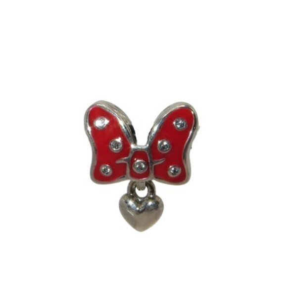 Pandora Disney Minnie Mouse Red Bow Enamel CZ & SS .925 Charm 796333EN09 - Picture 1 of 4